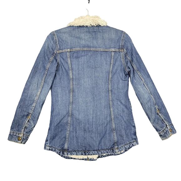 LEVI STRAUSS Sherpa Lined Denim Jean Jacket Trucker Snap Front SIZE XS - Picture 3 of 16